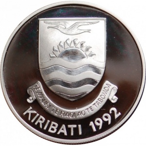 Аверс монеты Кирибати, 20 долларов, 1992, Вымирающие виды - Альбатрос