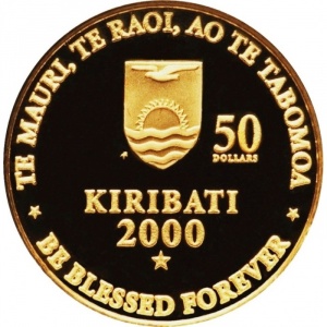 Аверс монеты Кирибати, 50 долларов, 2000, Новое тысячелетие