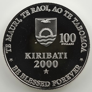 Аверс монеты Кирибати, 100 долларов, 2000, Новое тысячелетие