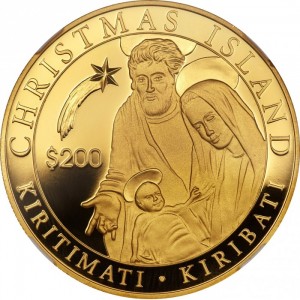 Реверс монеты Кирибати, 200 долларов, 2005, Остров Рождества