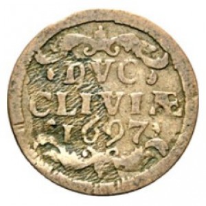 Реверс монеты Клеве, 1 дуит, 1692-1698