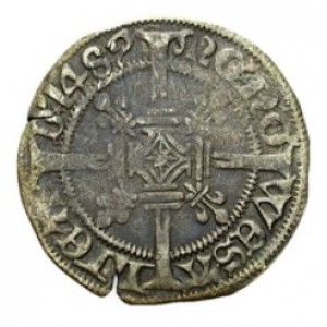 Реверс монеты Клеве, ½ штюбера, 1489