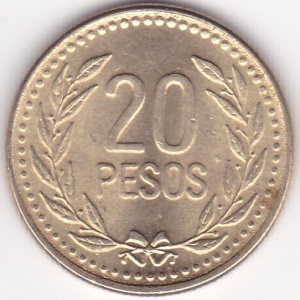 Реверс монеты Колумбия, 20 песо, 2003