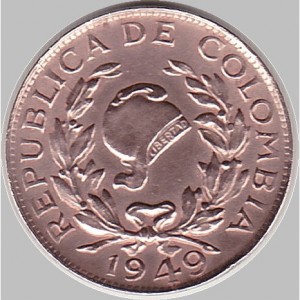 Аверс монеты Колумбия, 2 сентаво, 1948-1950