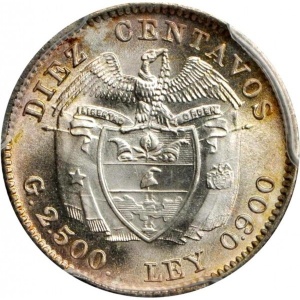 Реверс монеты Колумбия, 10 сентаво, 1911-1942