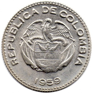 Аверс монеты Колумбия, 10 сентаво, 1952-1966