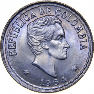 Аверс монеты Колумбия, 20 сентаво, 1956-1966