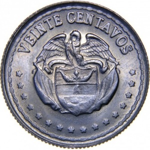 Реверс монеты Колумбия, 20 сентаво, 1956-1966