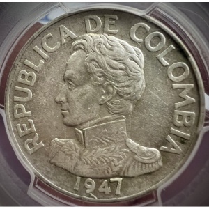 Аверс монеты Колумбия, 50 сентаво, 1947-1948