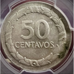 Реверс монеты Колумбия, 50 сентаво, 1947-1948