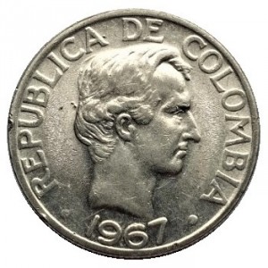 Аверс монеты Колумбия, 50 сентаво, 1967-1969