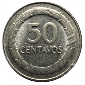 Реверс монеты Колумбия, 50 сентаво, 1967-1969