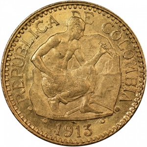 Аверс монеты Колумбия, 2½ песо, 1913