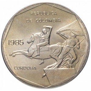 Аверс монеты Колумбия, 10 песо, 1981-1989
