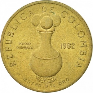 Аверс монеты Колумбия, 20 песо, 1982-1989
