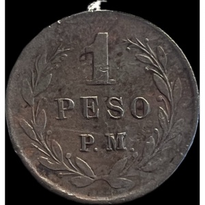 Аверс монеты Колумбия, 1 песо (papel moneda), 1907, Leprosarium Coinage