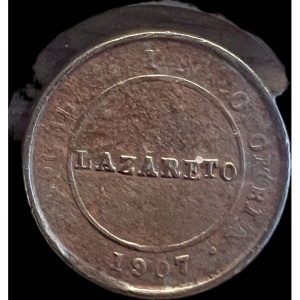 Реверс монеты Колумбия, 1 песо (papel moneda), 1907, Leprosarium Coinage
