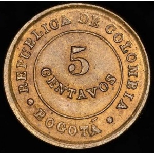 Реверс монеты Колумбия, 5 сентаво, 1901