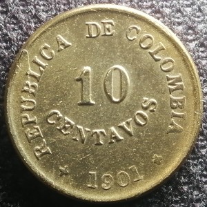 Реверс монеты Колумбия, 10 сентаво, 1901