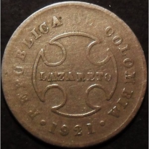 Аверс монеты Колумбия, 10 сентаво, 1921