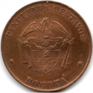 Реверс монеты Колумбия, 50 сентаво, 1901