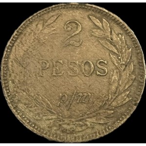 Реверс монеты Колумбия, 2 песо (papel moneda), 1907-1914