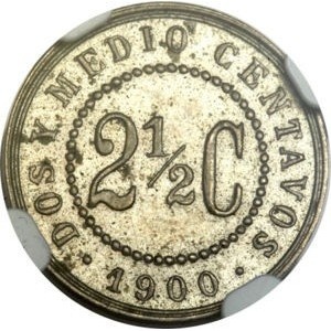 Реверс монеты Колумбия, 2½ сентаво, 1900-1902