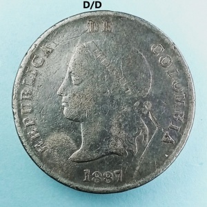 Аверс монеты Колумбия, 5 десимо, 1887-1888
