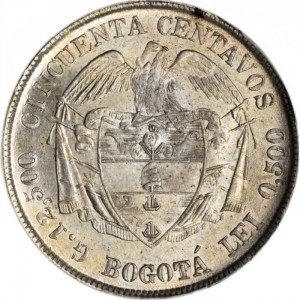Реверс монеты Колумбия, 50 сентаво, 1887