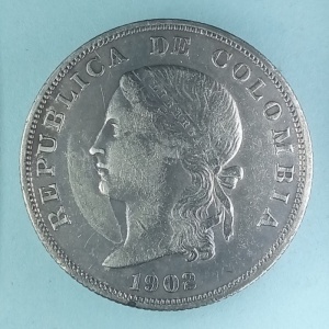 Аверс монеты Колумбия, 50 сентаво, 1902