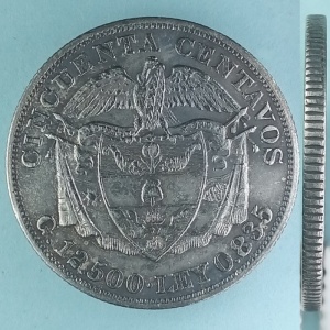 Реверс монеты Колумбия, 50 сентаво, 1902