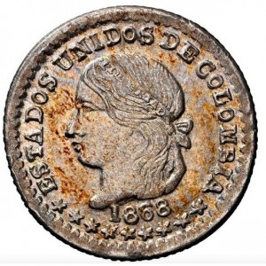 Аверс монеты Колумбия, ½ десимо, 1868-1878, LEI 0.666