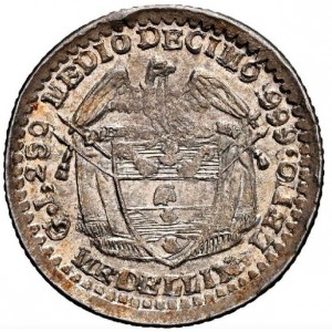 Реверс монеты Колумбия, ½ десимо, 1868-1878, LEI 0.666