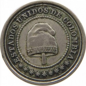Аверс монеты Колумбия, 2½ сентаво, 1881