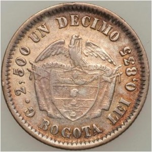 Реверс монеты Колумбия, 1 десимо, 1868-1874