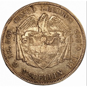 Реверс монеты Колумбия, 5 десимо, 1877-1886