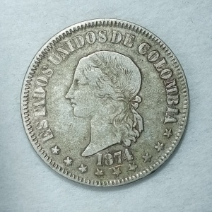 Аверс монеты Колумбия, 50 сентаво, 1872-1875
