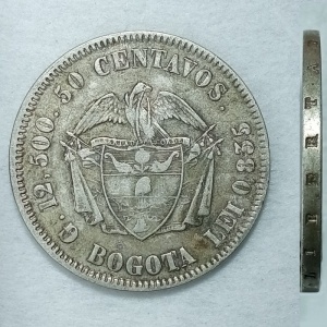 Реверс монеты Колумбия, 50 сентаво, 1872-1875