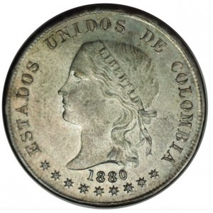 Аверс монеты Колумбия, 50 сентаво, 1874-1885