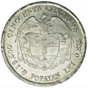 Реверс монеты Колумбия, 50 сентаво, 1874-1885