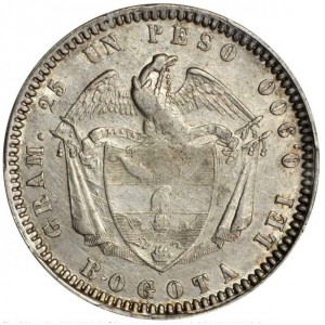 Реверс монеты Колумбия, 1 песо, 1868-1871