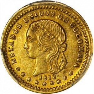 Аверс монеты Колумбия, 1 песо, 1872-1873