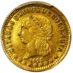 Аверс монеты Колумбия, 2 песо, 1871-1876