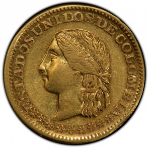 Аверс монеты Колумбия, 5 песо, 1863