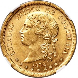 Аверс монеты Колумбия, 20 песо, 1862-1878