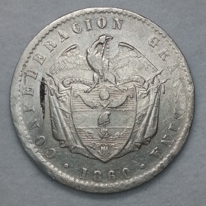 Аверс монеты Колумбия, 1 песо, 1859-1861