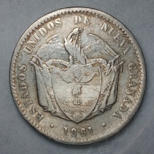 Аверс монеты Колумбия, 1 песо, 1861