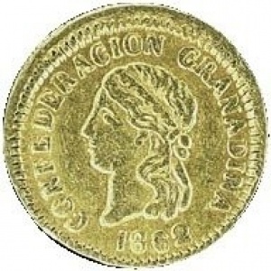 Аверс монеты Колумбия, 1 песо, 1862