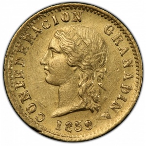 Аверс монеты Колумбия, 2 песо, 1859-1860