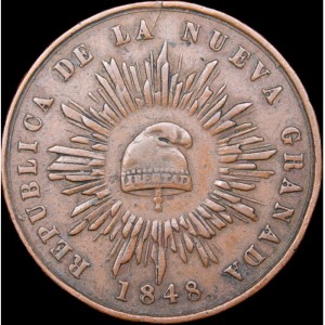 Аверс монеты Колумбия, ½ десимо, 1847-1848